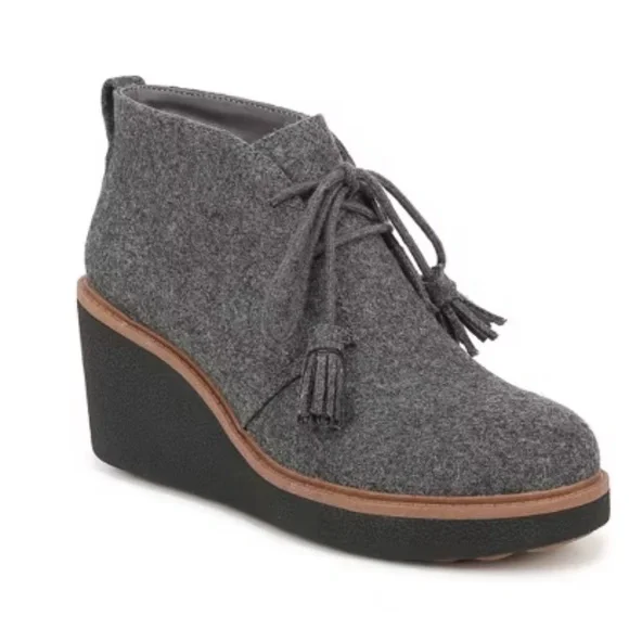 Dr. Scholl's Women's Aurora Gray Wedge Ankle Boots 3.25 Inches Wedge Heel Size 8 - Picture 1 of 16